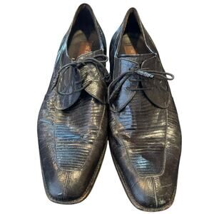 Mexlan Made in Mexico Size 11 Black Lizard Oxford Tie Dress Shoes
